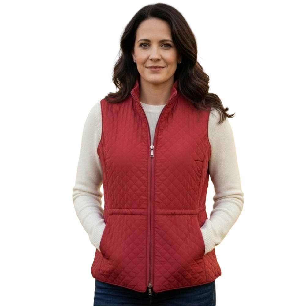 Talbots Pinkish Coral Quilted Zip Up Vest Size SP
